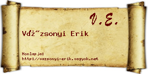 Vázsonyi Erik névjegykártya