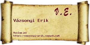 Vázsonyi Erik névjegykártya